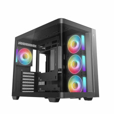 DeepCool CG530U 4F Black, Panoramic Curved Glass Dual-Chamber ATX Case, 4x ARGB Fans Included | R-CG530U-BKAGA4-G